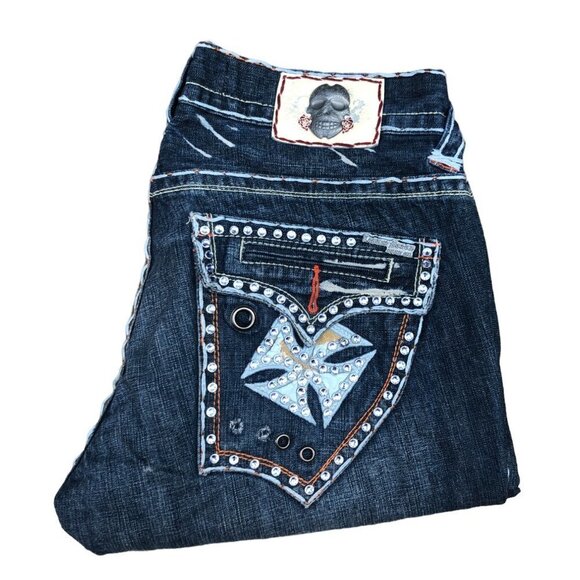 Vintage Laguna Beach Embroidered Jeans Size 32 Blue - Picture 1 of 5